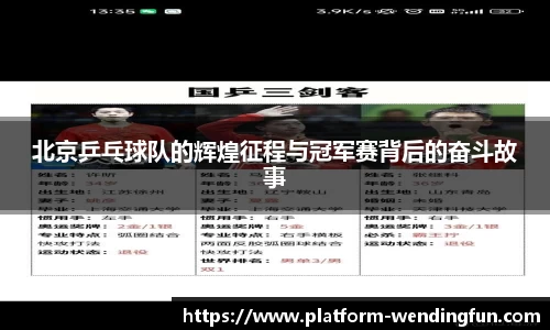 北京乒乓球队的辉煌征程与冠军赛背后的奋斗故事